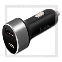 Зарядное устройство автомобильное USBx2 2A HOCO Z26, LCD, черный