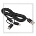 Кабель USB 2.0 -- 3в1 micro USB+Apple 8-pin+Type-C, 1.2м SmartBuy, черный