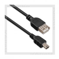 Кабель USB 2.0 -- mini USB (Af-Bm), 1м, Perfeo, черный