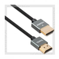 Кабель HDMI -- HDMI 2.0, 3м, (Am-Am) 24K gold, HOCO UA12, нейлон, черный
