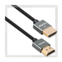 Кабель HDMI -- HDMI 2.0, 1.5м, (Am-Am) 24K gold, HOCO UA12, нейлон, черный
