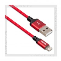 Кабель для Apple 8-pin Lightning -- USB, HOCO X14, 1м, нейлон, красный+черный