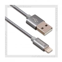 Кабель для Apple 8-pin Lightning -- USB, HOCO  X2, 1м, нейлон, металл, Grey