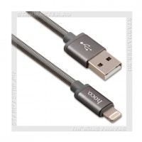 Кабель для Apple 8-pin Lightning -- USB, HOCO U5 1.2м, оплетка металл, Grey