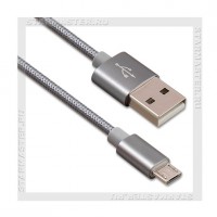 Кабель USB 2.0 -- micro USB, 1м, HOCO   X2, нейлон, металл, Grey