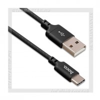 Кабель USB 2.0 - USB Type-C, 1м HOCO X14, нейлон, металл, черный