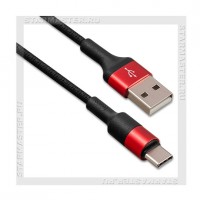 Кабель USB 2.0 - USB Type-C, 1м HOCO X26, нейлон, Black/Red, 2A