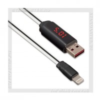 Кабель для Apple 8-pin Lightning -- USB, HOCO U29, 1м, LCD, плоский, White