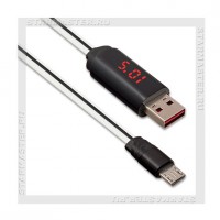 Кабель USB 2.0 -- micro USB, 1м, HOCO U29, LCD, плоский, белый