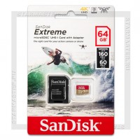 Карта памяти microSDXC 64Gb SanDisk Extreme (Class10, адаптер) UHS-I U3 A2 4K