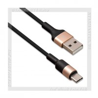Кабель USB 2.0 - USB Type-C, 1м HOCO X26, нейлон, Black/Gold, 2A