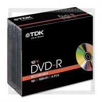 Диск TDK DVD-R 4,7Gb 16x slim/10