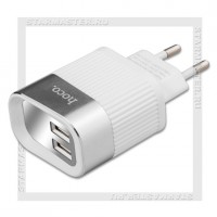 Зарядное устройство 220V -> USBx2, 2.4A HOCO C40A, LCD, белый