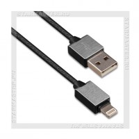 Кабель для Apple 8-pin Lightning -- USB, HOCO U49 1.2м, металл,  черный, 2.4A