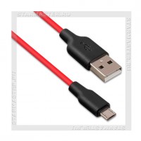 Кабель USB 2.0 -- micro USB, 1м, HOCO X21, силикон -50C +50C, красный