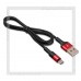 Кабель USB 2.0 -- micro USB, 1м, HOCO X26, нейлон, металл, Black/Red, 2A