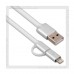 Кабель USB 2.0 -- 2в1 micro USB+Apple 8-pin, 1м REMAX Aurora 020t, LED, White