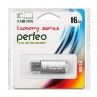 Накопитель USB Flash 16Gb Perfeo E01 Silver (USB 2.0) Economy