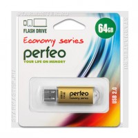 Накопитель USB Flash 64Gb Perfeo E01 Gold (USB 2.0) Economy