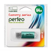 Накопитель USB Flash 64Gb Perfeo E01 Green (USB 2.0) Economy