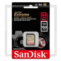 Карта памяти SDXC 64Gb SanDisk Extreme (Class 10 UHS-I U3) 150/60, V30 4K