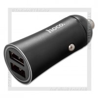 Зарядное устройство автомобильное USBx2 3A HOCO Z30A, металл, LED, Black