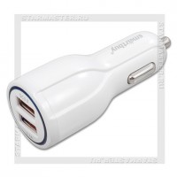 Зарядное устройство автомобильное USBx2 Quick Charge 3.0 3A SmartBuy TURBO, белый