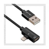 Кабель для Apple 8-pin Lightning -- USB, JELLICO K-18, 1м, Black,+ Audio 8-pin