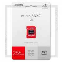 Карта памяти microSDXC 256Gb SmartBuy (Class10, адаптер)UHS-I U3 A2 4K (90/70)