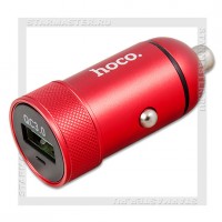 Зарядное устройство автомобильное USB Quick Charge 3.0 3A 18W HOCO Z32, металл, Red