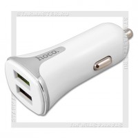 Зарядное устройство автомобильное USBx2 Quick Charge 3.0 3.4A 18W HOCO Z31, White