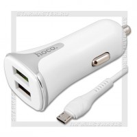 Зарядное устройство автомобильное USBx2 Quick Charge 3.0 3.4A 18W HOCO Z31 + кабель microUSB,White