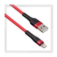Кабель для Apple 8-pin Lightning -- USB, HOCO Х34, 1м, плоский, красный, 2.4А