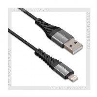 Кабель для Apple 8-pin Lightning -- USB, HOCO Х38, 1м, нейлон, Black, 2.4A