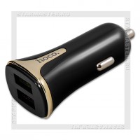 Зарядное устройство автомобильное USBx2 Quick Charge 3.0 3.4A 18W HOCO Z31 + кабель microUSB,Black