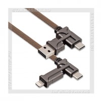 Кабель USB/USB Type-C -- Type-C/8-pin, 1.2м HOCO S22, нейлон, металл, Black, 3A