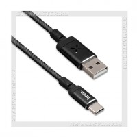 Кабель USB 2.0 - USB Type-C, 1.2м HOCO U63, Black, 3A, LED пульсация