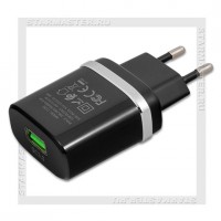 Зарядное устройство 220V -> USB Quick Charge 3.0 3A HOCO C12Q, черный