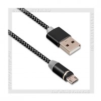 Кабель USB 2.0 -- micro USB, магнитный, 1м, SmartBuy, LED, пакет, 2A